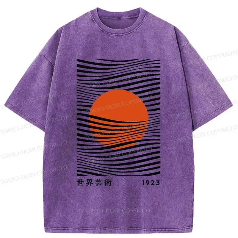 Kyoto-Lion Minimalist Art Sun Washed T-Shirt