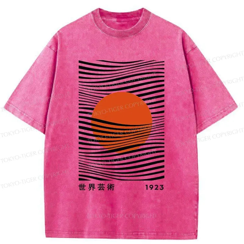 Kyoto-Lion Minimalist Art Sun Washed T-Shirt