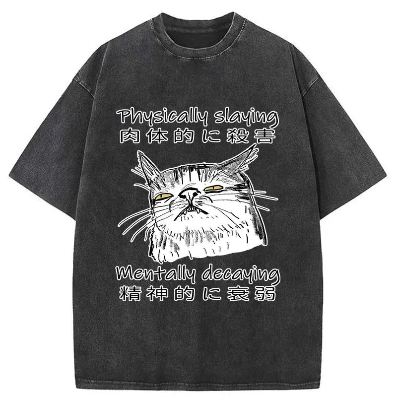 mentally decaying cat t-shirt for anime convention