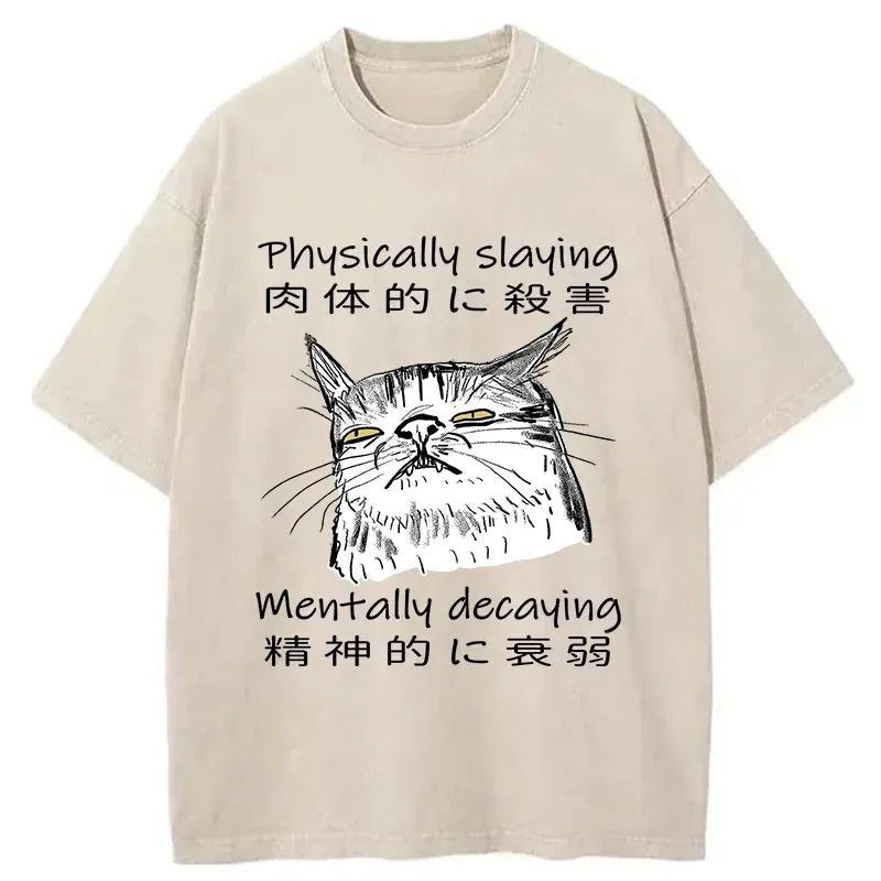 mentally decaying cat t-shirt for anime convention
