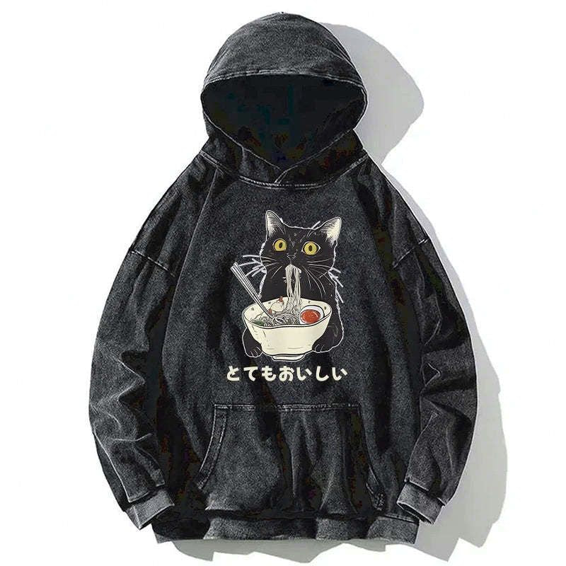 Japanese cat ramen hoodie free shipping