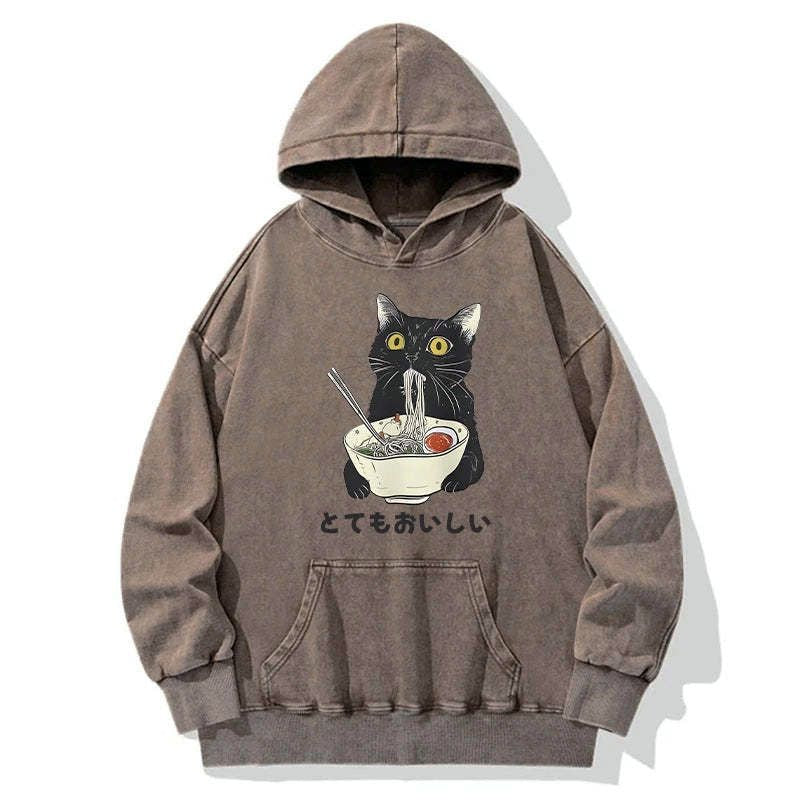 Japanese cat ramen hoodie free shipping