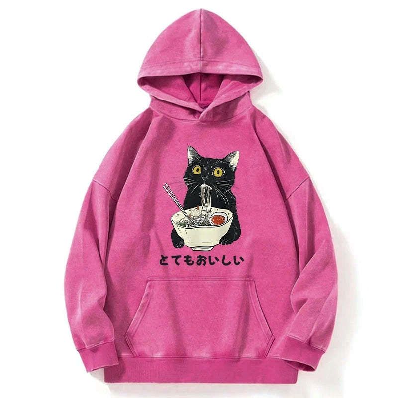Trendy Japanese ramen cat sweatshirt