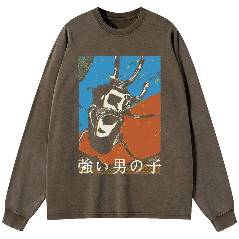 Kyoto-Lion Strong Beetle Japanese Washed Long Sleeve T-Shirt