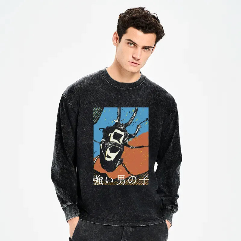 Kyoto-Lion Strong Beetle Japanese Washed Long Sleeve T-Shirt