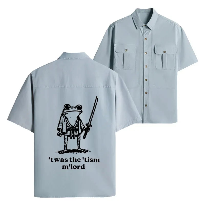 Kyoto-Lion Focused Samurai Frog Work Shirt