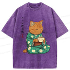 Kyoto-Lion Purr-style Tea Ceremony Washed T-Shirt