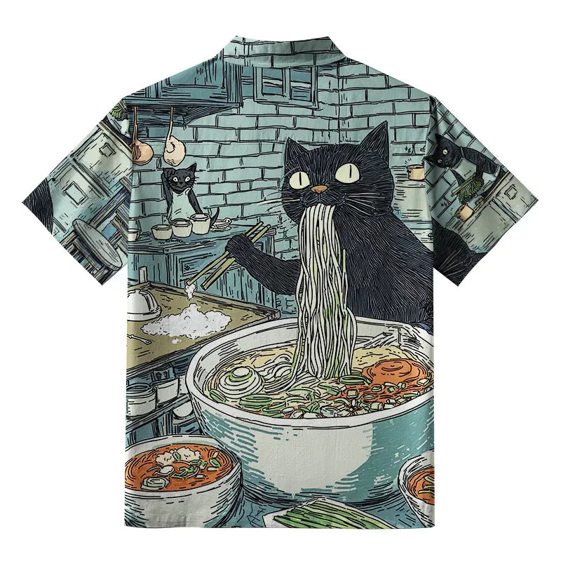 Japanese Cat Aloha Shirt for Summer