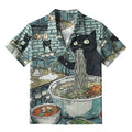 Trendy Japanese Cat Hawaiian Shirt for Beach