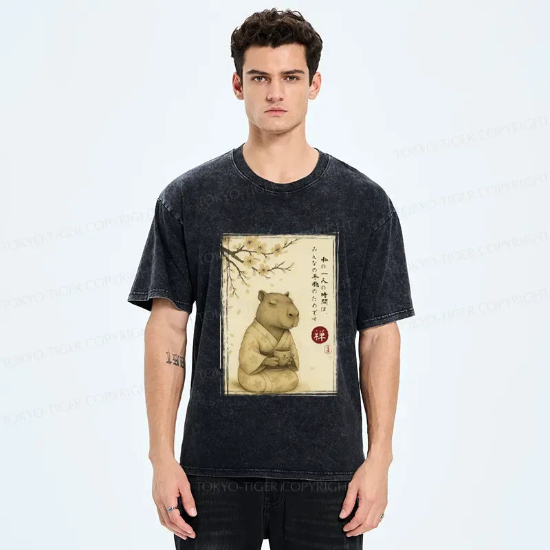 Japanese Zen Capybara T-Shirt for Daily Wear