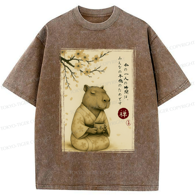 Japanese Zen Capybara T-Shirt for Daily Wear