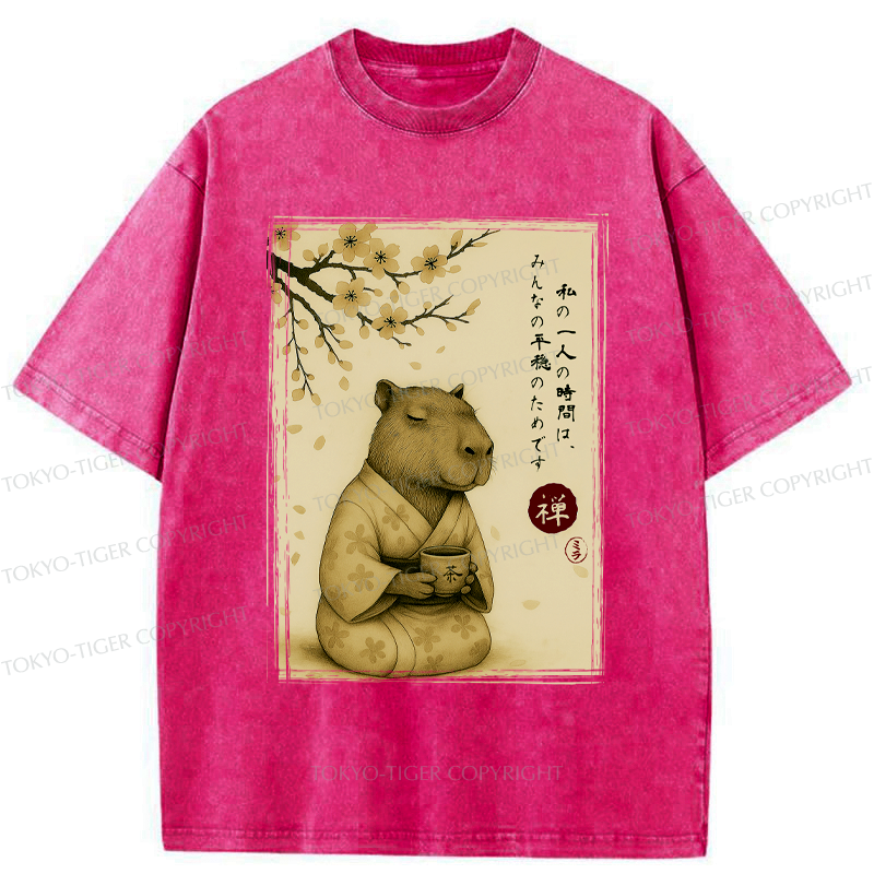 Japanese Zen Capybara T-Shirt for Daily Wear
