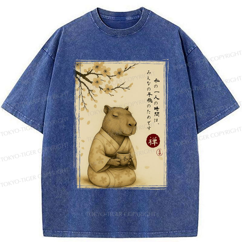 Japanese Zen Capybara T-Shirt for Daily Wear
