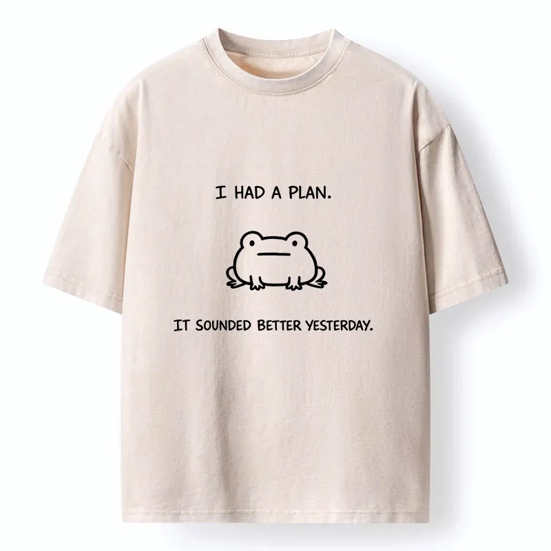 Kyoto-Lion Funny Abandoned Plans Washed T-Shirt