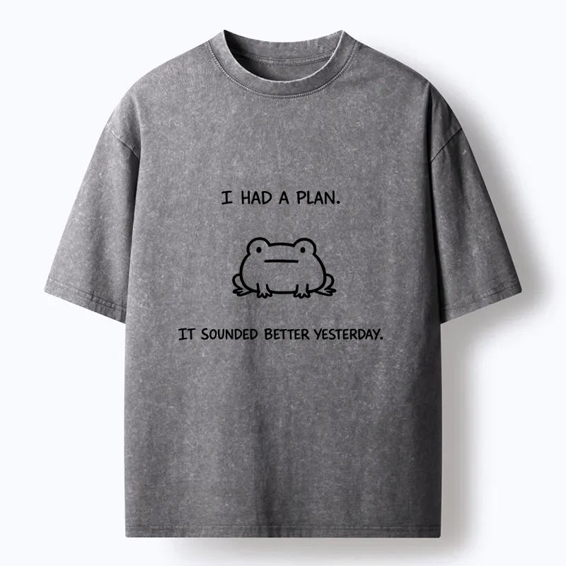 Kyoto-Lion Funny Abandoned Plans Washed T-Shirt
