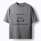 Kyoto-Lion Funny Abandoned Plans Washed T-Shirt