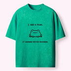 Kyoto-Lion Funny Abandoned Plans Washed T-Shirt