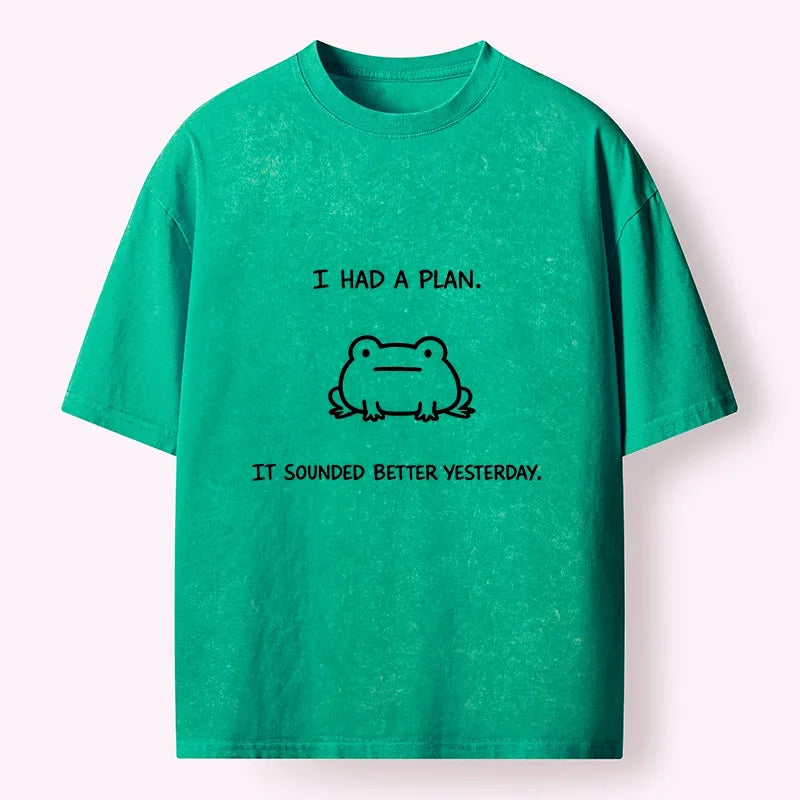 Kyoto-Lion Funny Abandoned Plans Washed T-Shirt