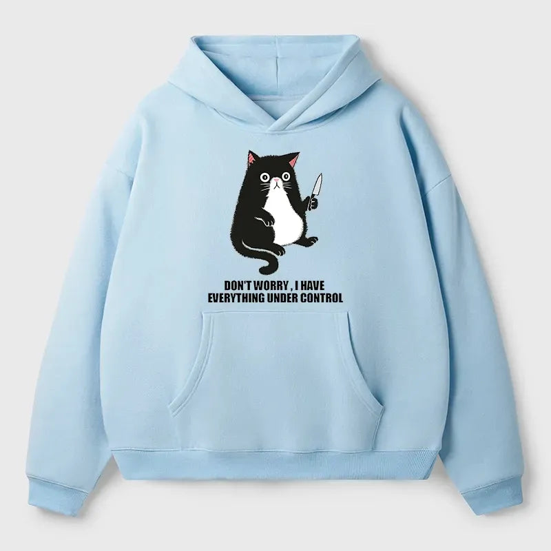Kyoto-Lion Cat Said Don't Worry Adult Fleece Hoodie