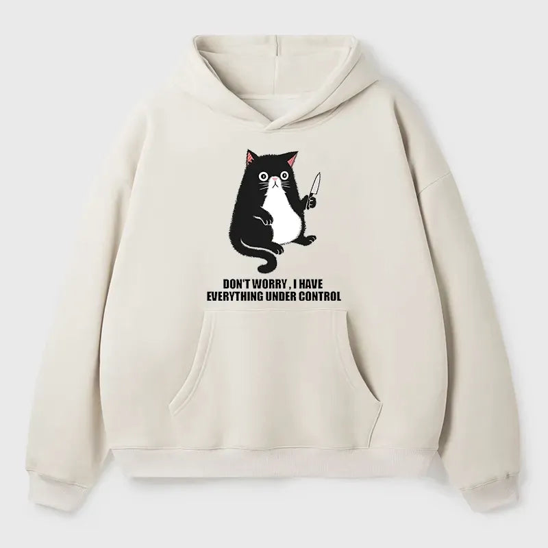 Kyoto-Lion Cat Said Don't Worry Adult Fleece Hoodie