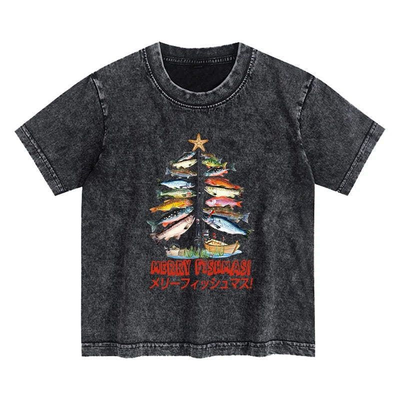 japanese christmas fish kids t shirt