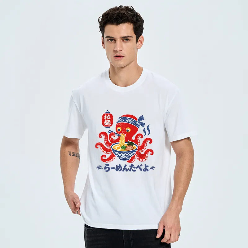 Kyoto-Lion Vintage Octopus Eating Ramen Classic T-Shirt