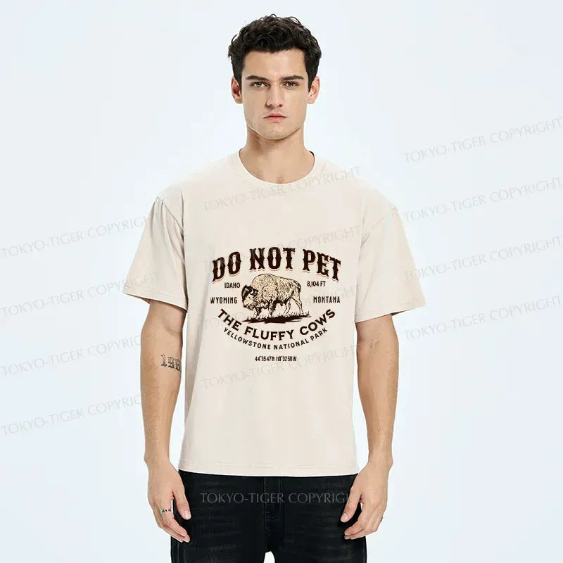 Kyoto-Lion Fluffy Cows Funny Washed T-Shirt