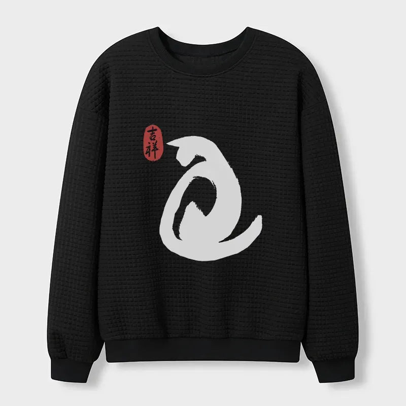 Kyoto Lion Ink Cat Waffle Pullover