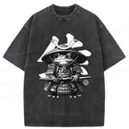 Kyoto-Lion Frog Japanese Samurai Retro Washed T-Shirt