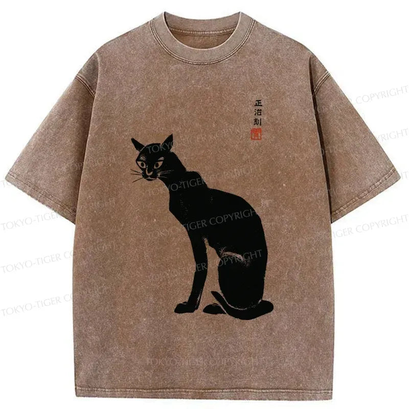 Japanese Vintage Black Cat T-Shirt