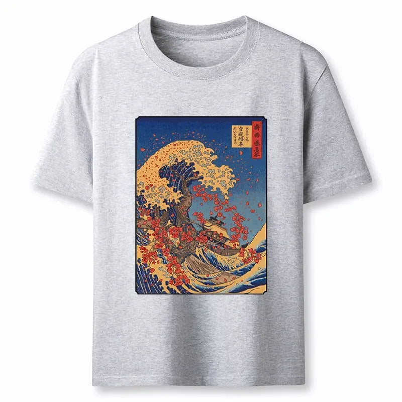 Kyoto-Lion Ukiyo-E Style Great Wave Print Classic T-Shirt