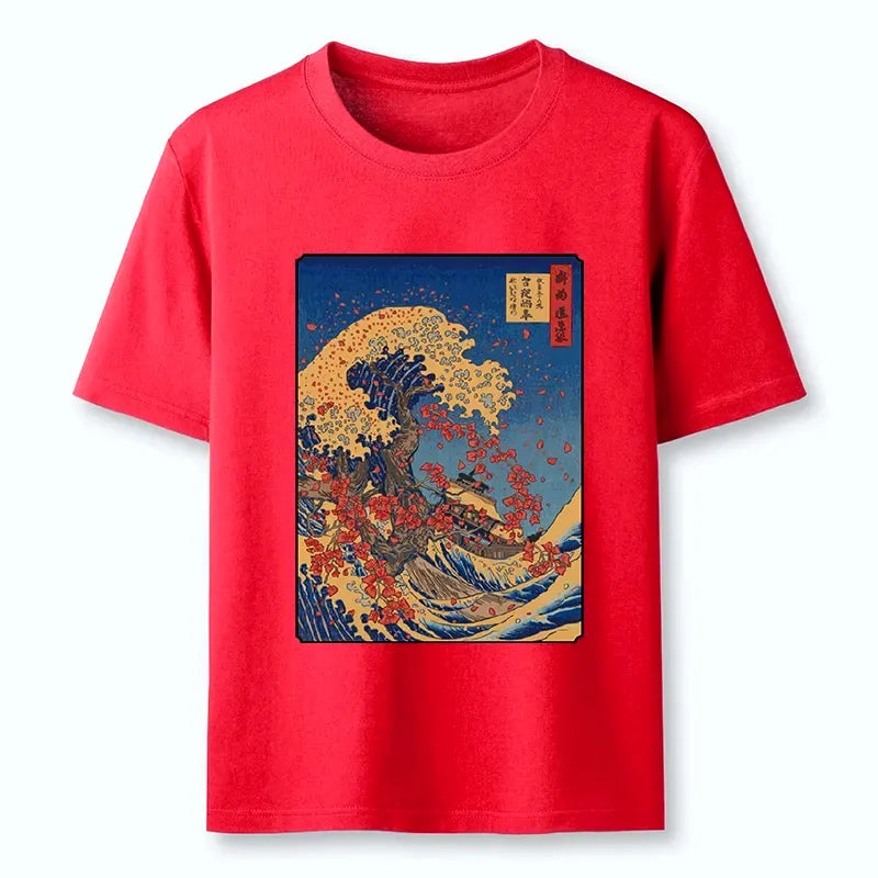 Kyoto-Lion Ukiyo-E Style Great Wave Print Classic T-Shirt