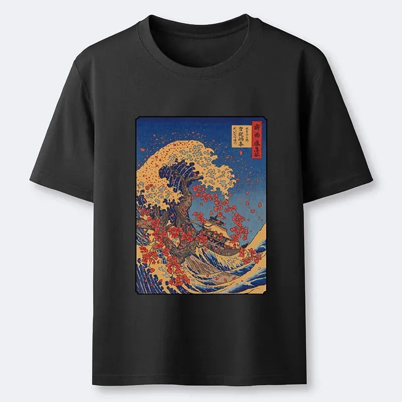Kyoto-Lion Ukiyo-E Style Great Wave Print Classic T-Shirt