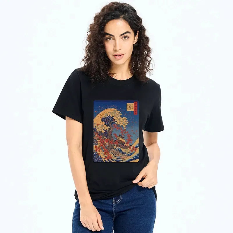 Kyoto-Lion Ukiyo-E Style Great Wave Print Classic T-Shirt