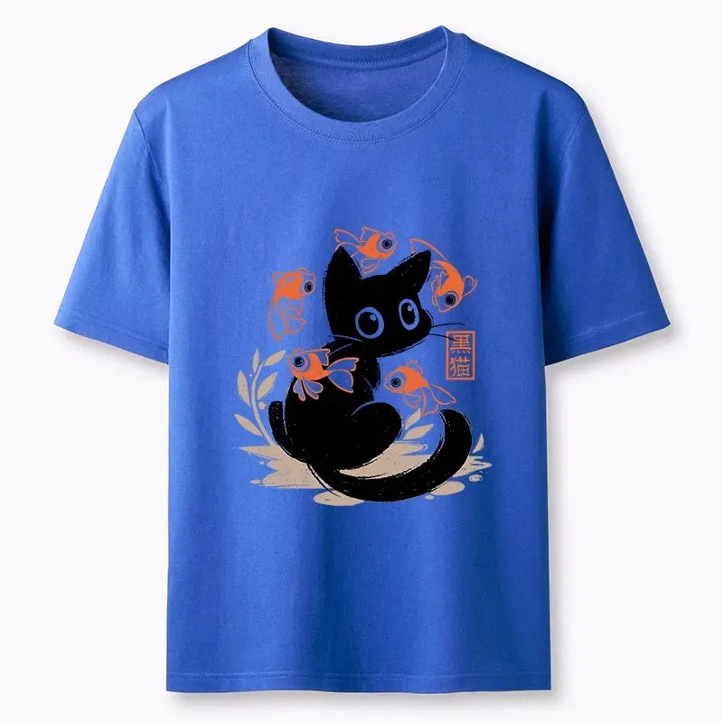 Japanese black cat fish t-shirt