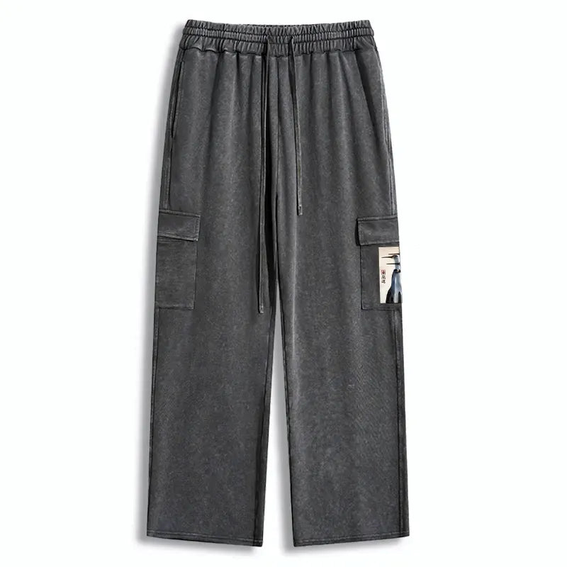 Kyoto-Lion Retro Sandhill Crane Washed Utility Sweatpants
