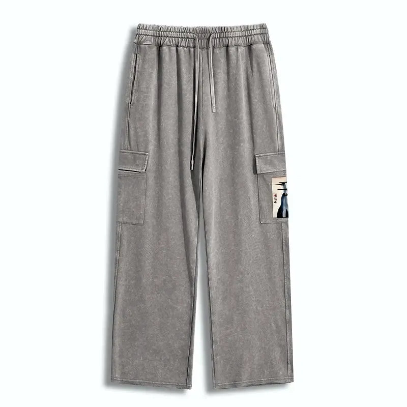 Kyoto-Lion Retro Sandhill Crane Washed Utility Sweatpants