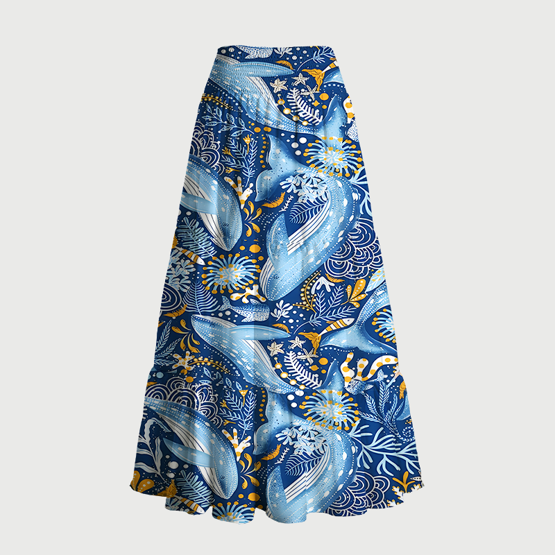 ocean whale maxi skirt for summer vacation