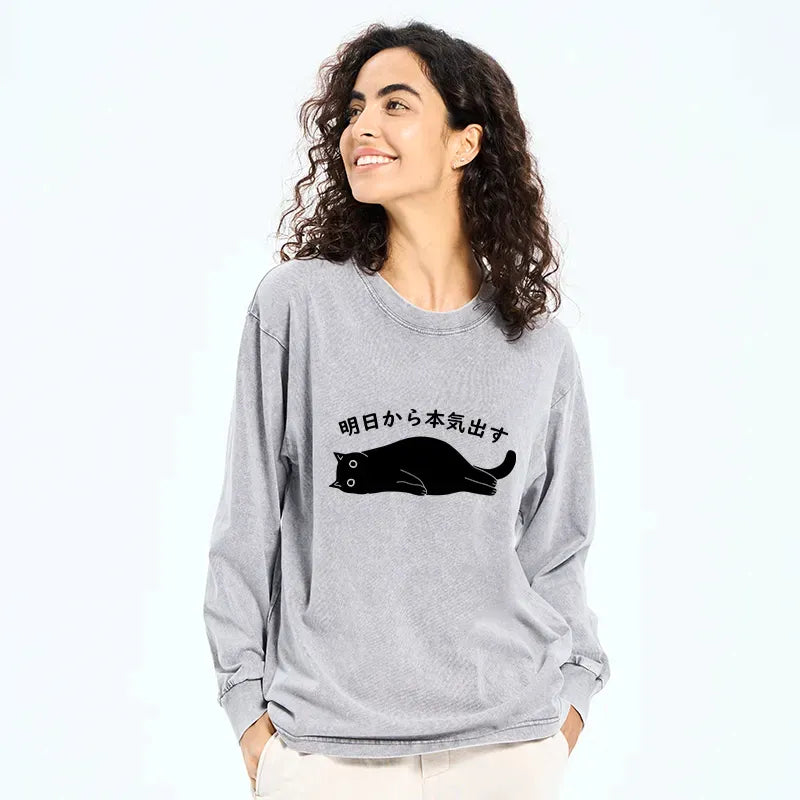 Japanese vintage washed long sleeve t-shirt