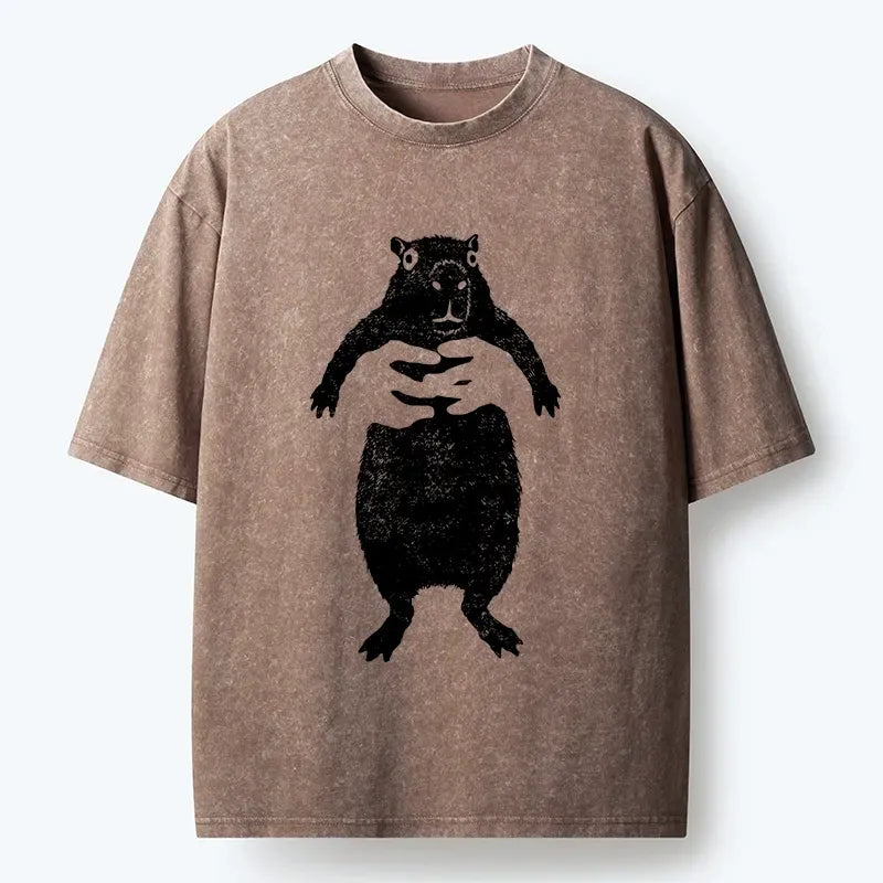 Kyoto-Lion Cray Capy Capybara Meme Washed T-Shirt