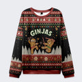 Kyoto-Lion Gingerbread Ninjas In Battle Christmas Ugly Sweatshirt