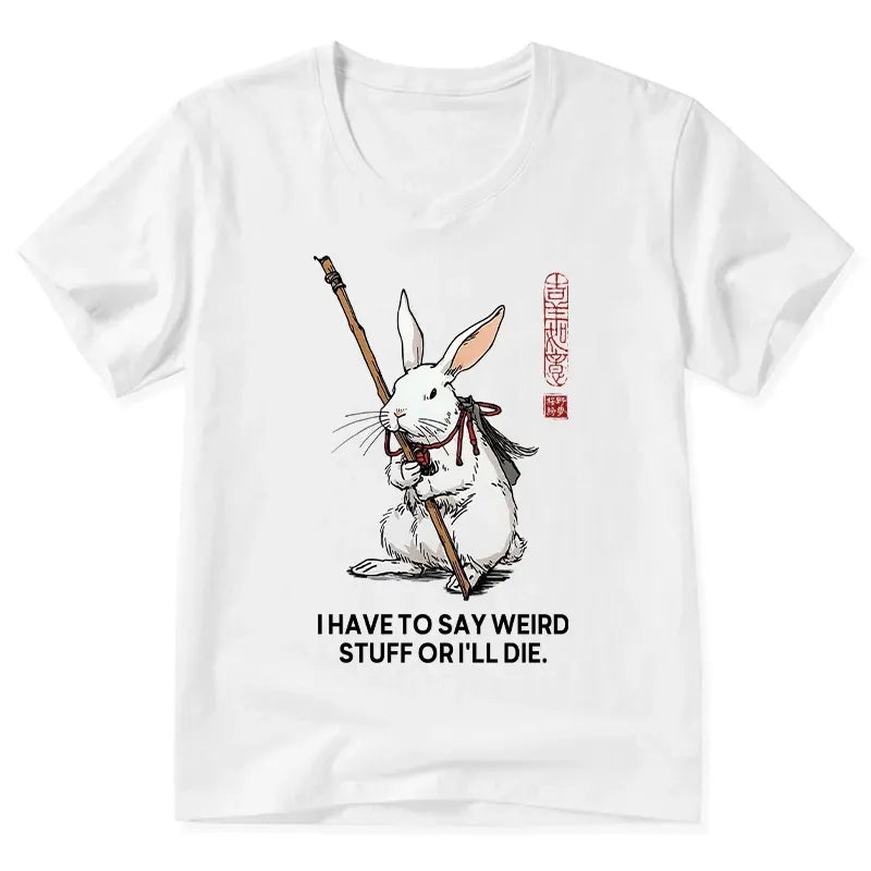 Kyoto-Lion Rabbit Gotta Say Weird Stuff Or Die V-Neck Classic T-Shirt