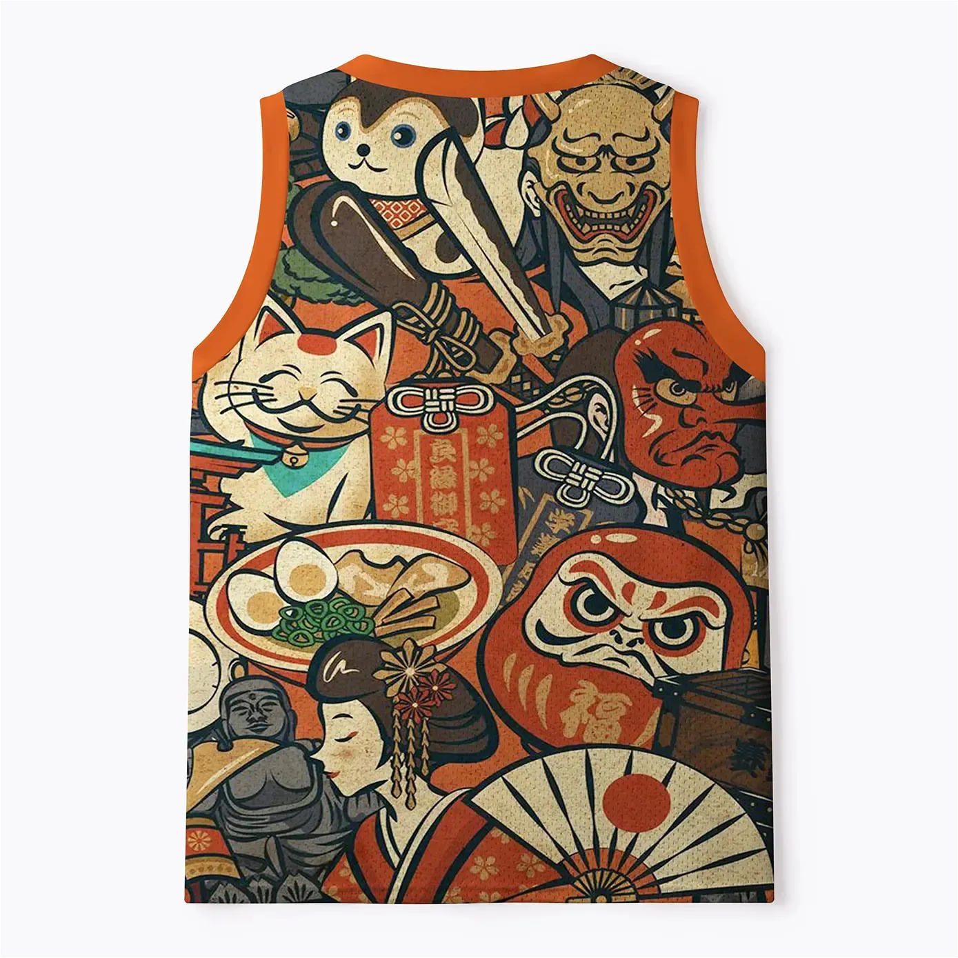 Kyoto-Lion Japanese Traditional Elements Mesh Tank Top