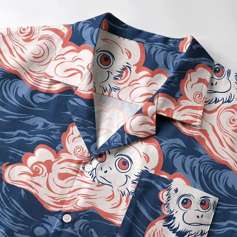 Mischievous Monkeys Japanese Hawaiian Shirt for Summer