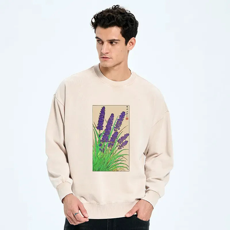 Kyoto-Lion Japanese Lavender Washed Sweatshirt
