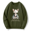 Japanese Zen Cat Sweatshirt for Daily Wear