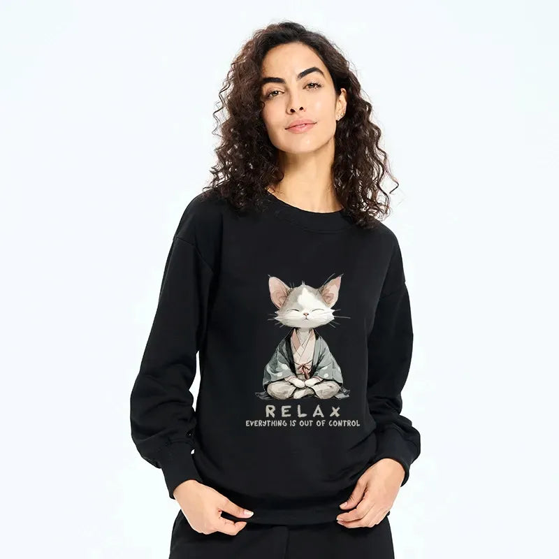 Unisex Classic Sweatshirt with Japanese Cat Design