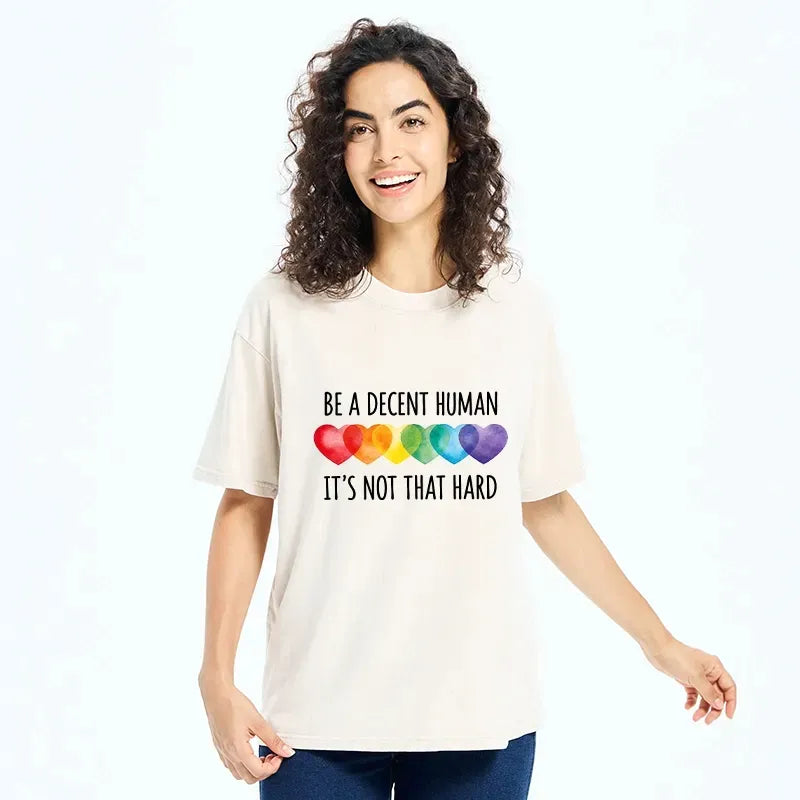 Unisex cotton t-shirt with rainbow hearts on sale
