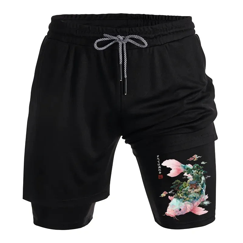 Vintage Unisex Koi Shorts for Weekend