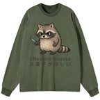funny japanese washed long sleeve t-shirt